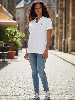 Calvin Klein White Polo Shirt with Small Logo
